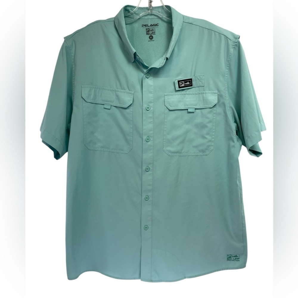 Pelagic Men's Sz XL Teal Vented Button Up Fishing Shirt (J41) NW/OTs